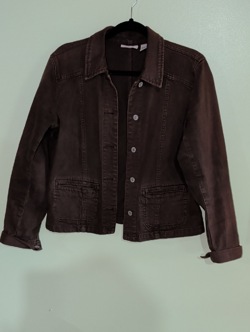 Chicos Platinum Women's Brown Button-Front Jacket Sz 1